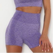 Бесшовные короткие спортивные шорты для фитнеса и йоги (Фиолетовый) размер L