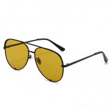 Авангардные металлические солнцезащитные очки авиаторы для женщин (Черно-желтые)