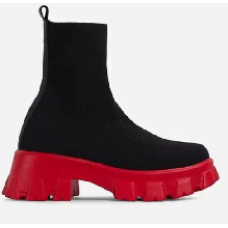 Ботинки Челси высокие с высокой красной подошвой (Чёрные) размер 41