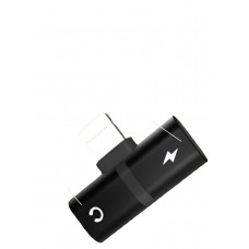Lightning Splitter разветвитель 2в1 разъем для наушников и зарядное ус-во (Черный)
